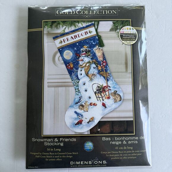 Cross Stich Christmas Stocking Kit Dimensions Gold Collection Snowman & Friends - Picture 1 of 5